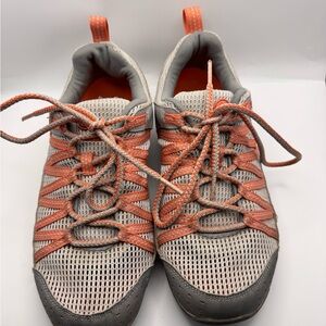 Merrell Hiking Trail Running Shoe Womens size 9 Orange Coral Grey Performance